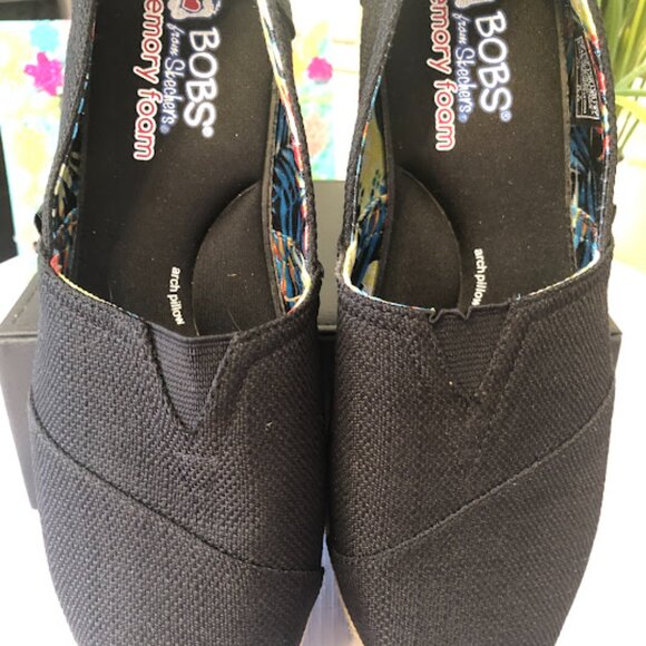 Skechers BOBS Black Espadrille Slip On Wedge Heel in Women's 8M - Picture 3 of 16